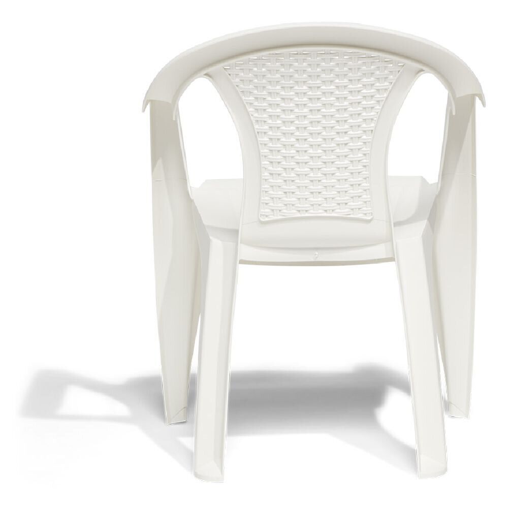 Fauteuil monobloc Viva plastique blanc dossier tressé 56x53xH80cm