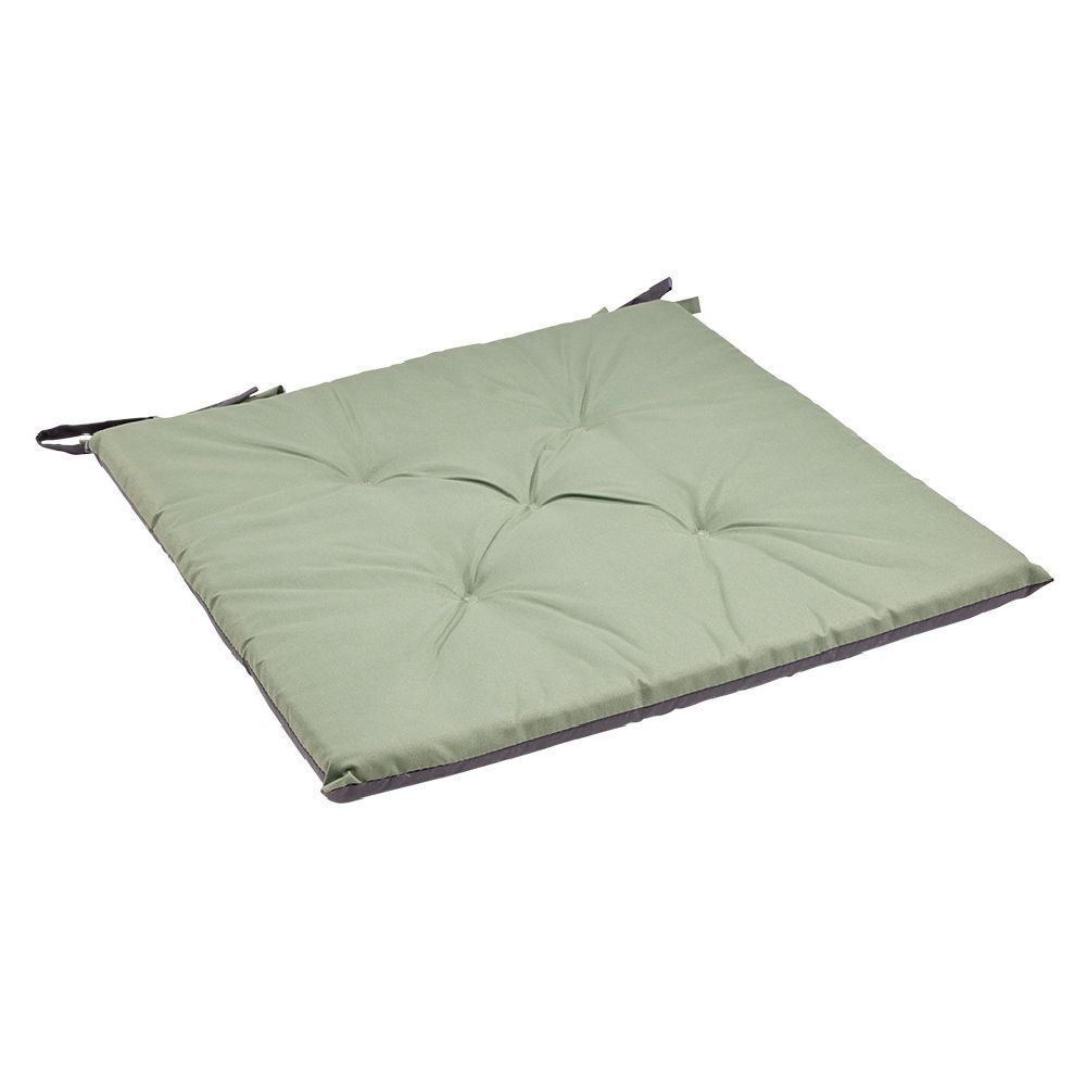 Galette de chaise de jardin réversible uni gris biface vert