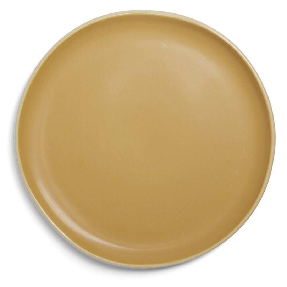 Assiette plate en faïence jaune Ø27xH1,7cm