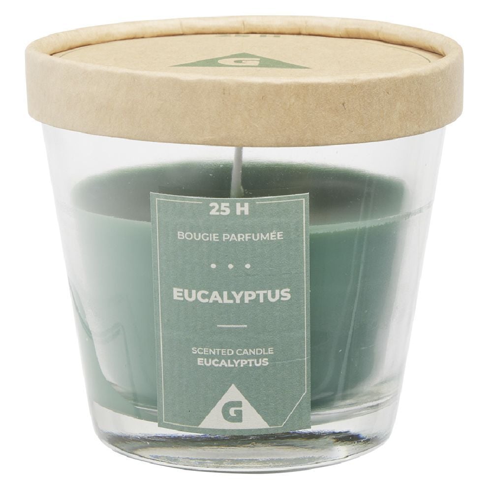 Bougie parfumée dans verre senteur eucalyptus Ø9xH8,3cm 25H