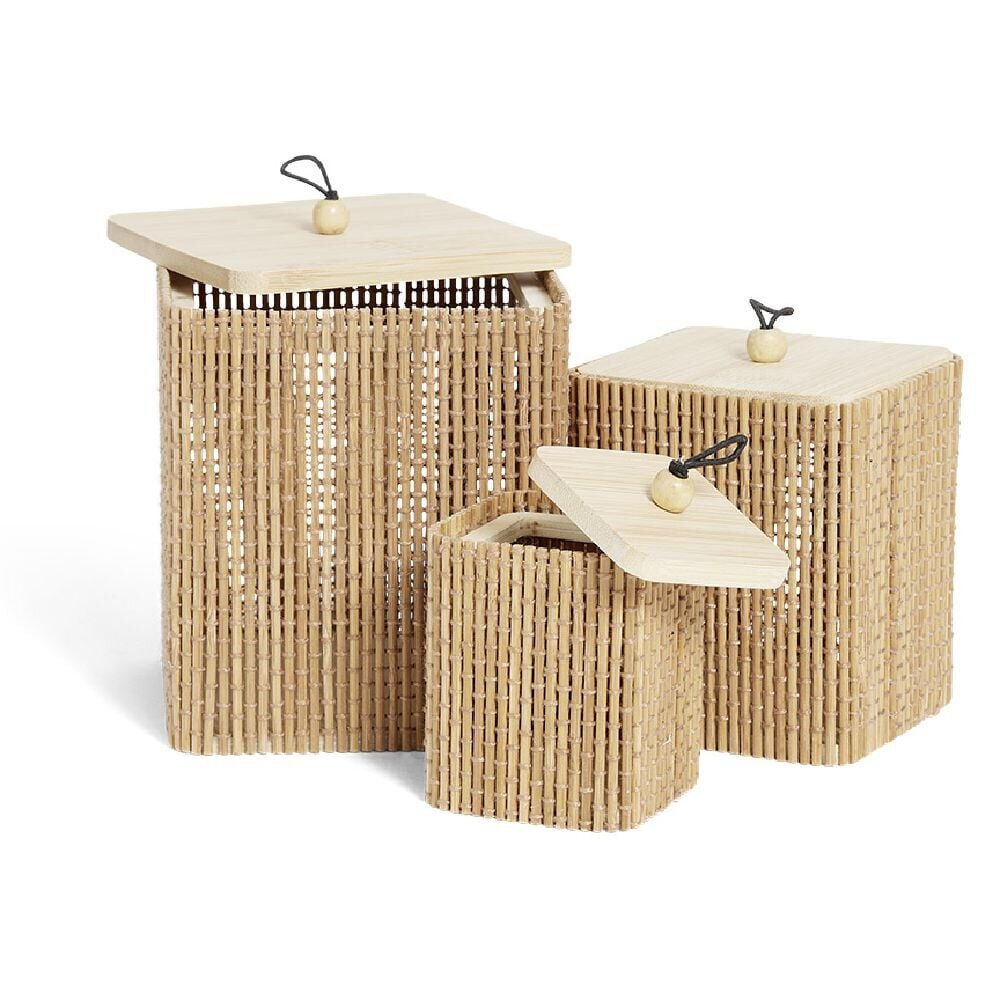 Lot de 3 boîtes de rangement carrées en bambou