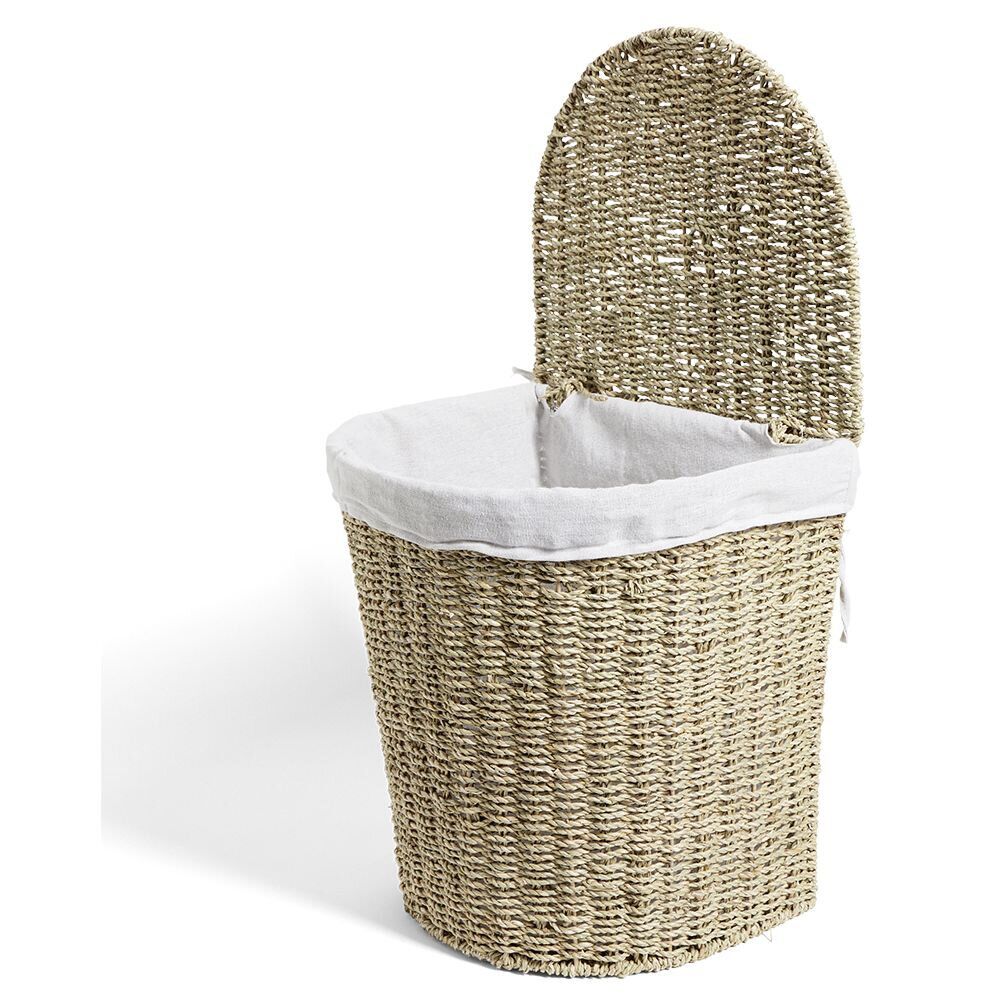 Panière à linge 43L 36xH40x30cm jonc de mer beige