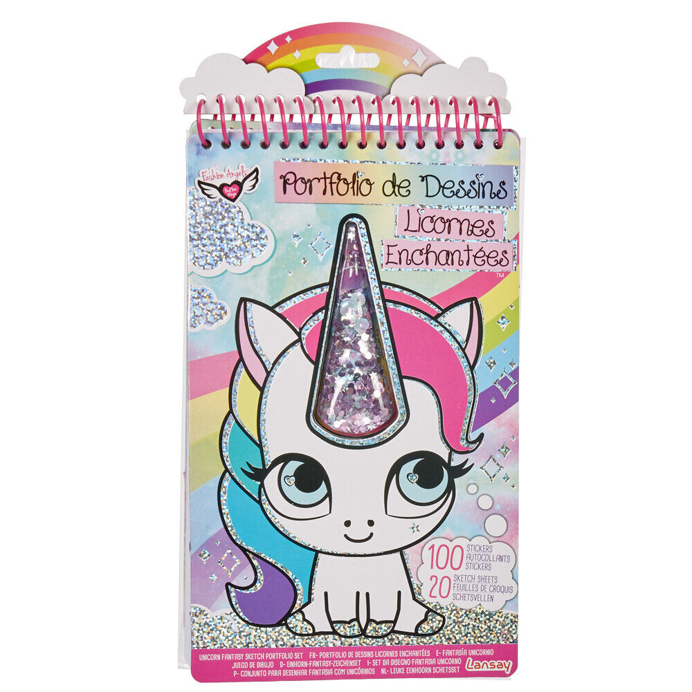 Carnet à dessins design licorne rose Lansay