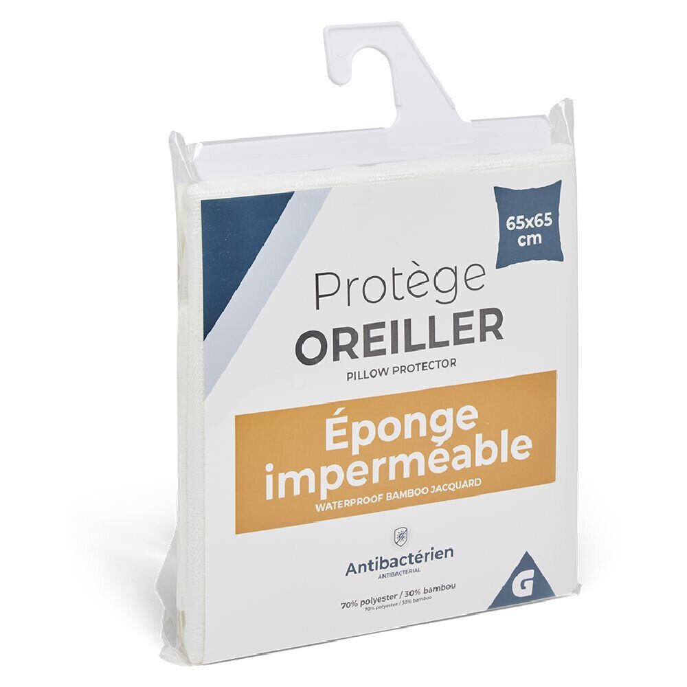 Protège-oreiller imperméable antibactérien polyester bambou 65x65cm