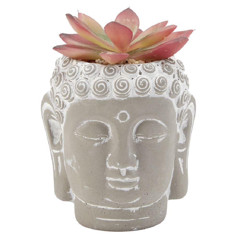 Tête Bouddha avec plante