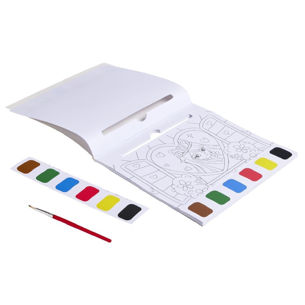 Cahier de peinture à l'eau - 6 couleurs et 1 pinceau