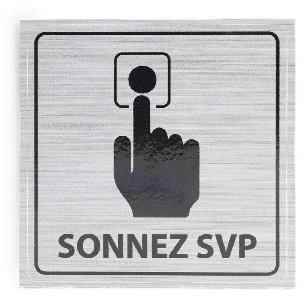 Signalétique adhésive "Sonnez svp" - 8x8 cm