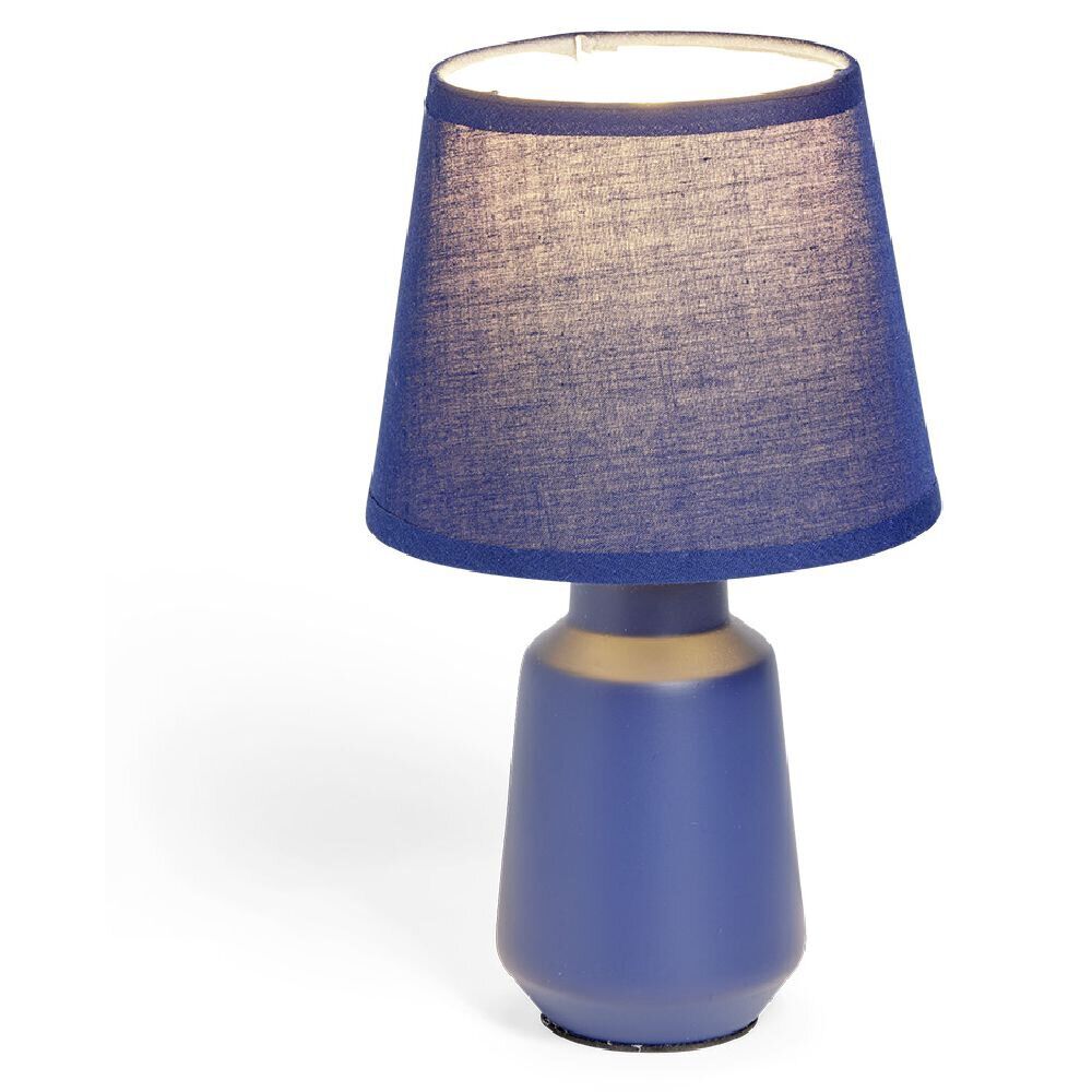 Lampe à poser en céramique avec abat-jour tissu bleu Ø14,2xH24,5cm