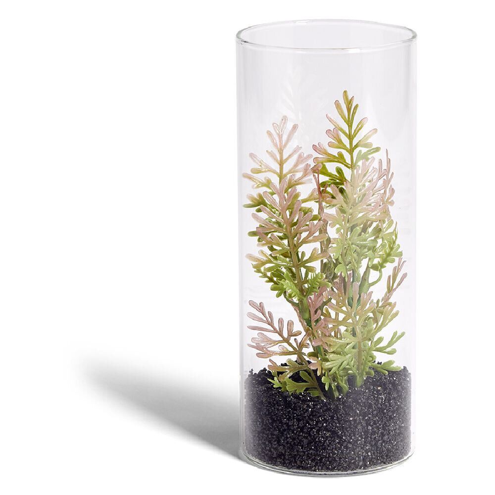 Plante artificielle dans pot tube en verre Ø8xH19cm