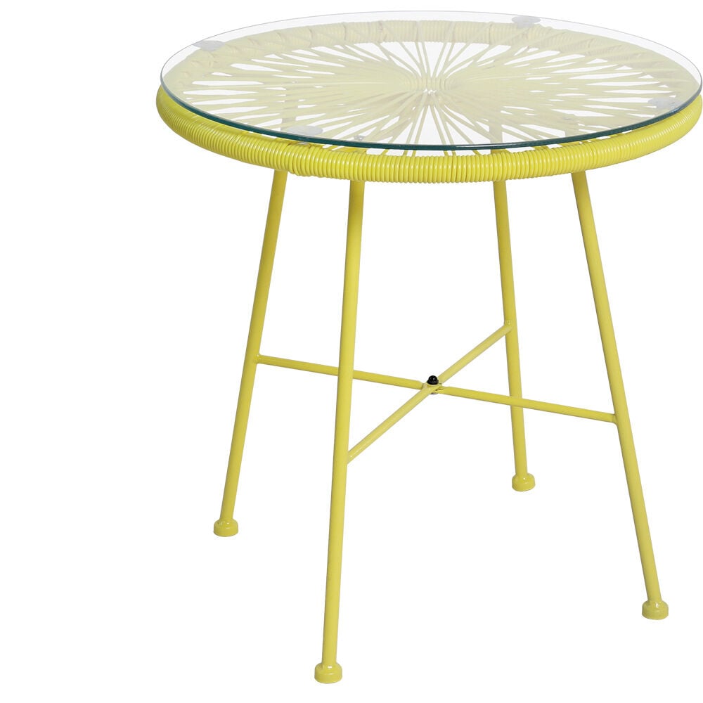 Table basse de jardin Urban ronde métal résine jaune Ø50xH52cm