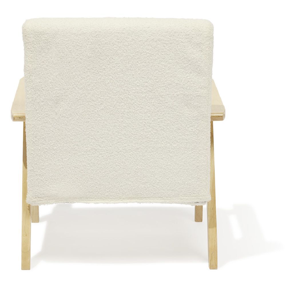 Fauteuil Joséphine curly effet laine bouclée blanc - L64xP70xH76 cm