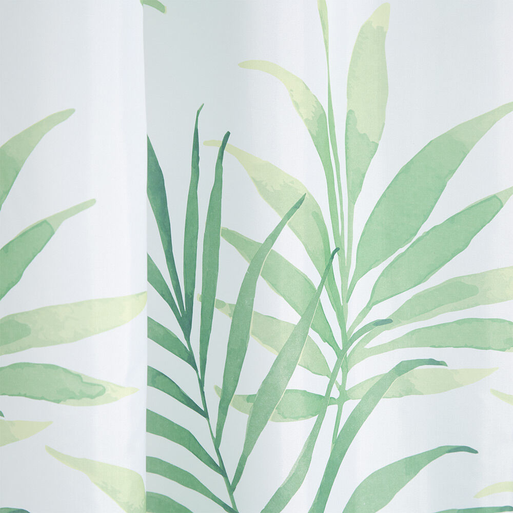 Rideau de douche Jungle blanc motif feuillage vert