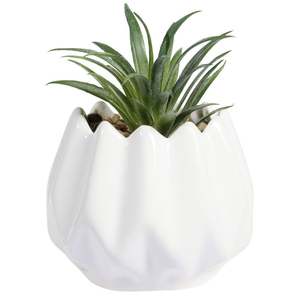 Plante artificielle pot céramique blanc H9,5cm