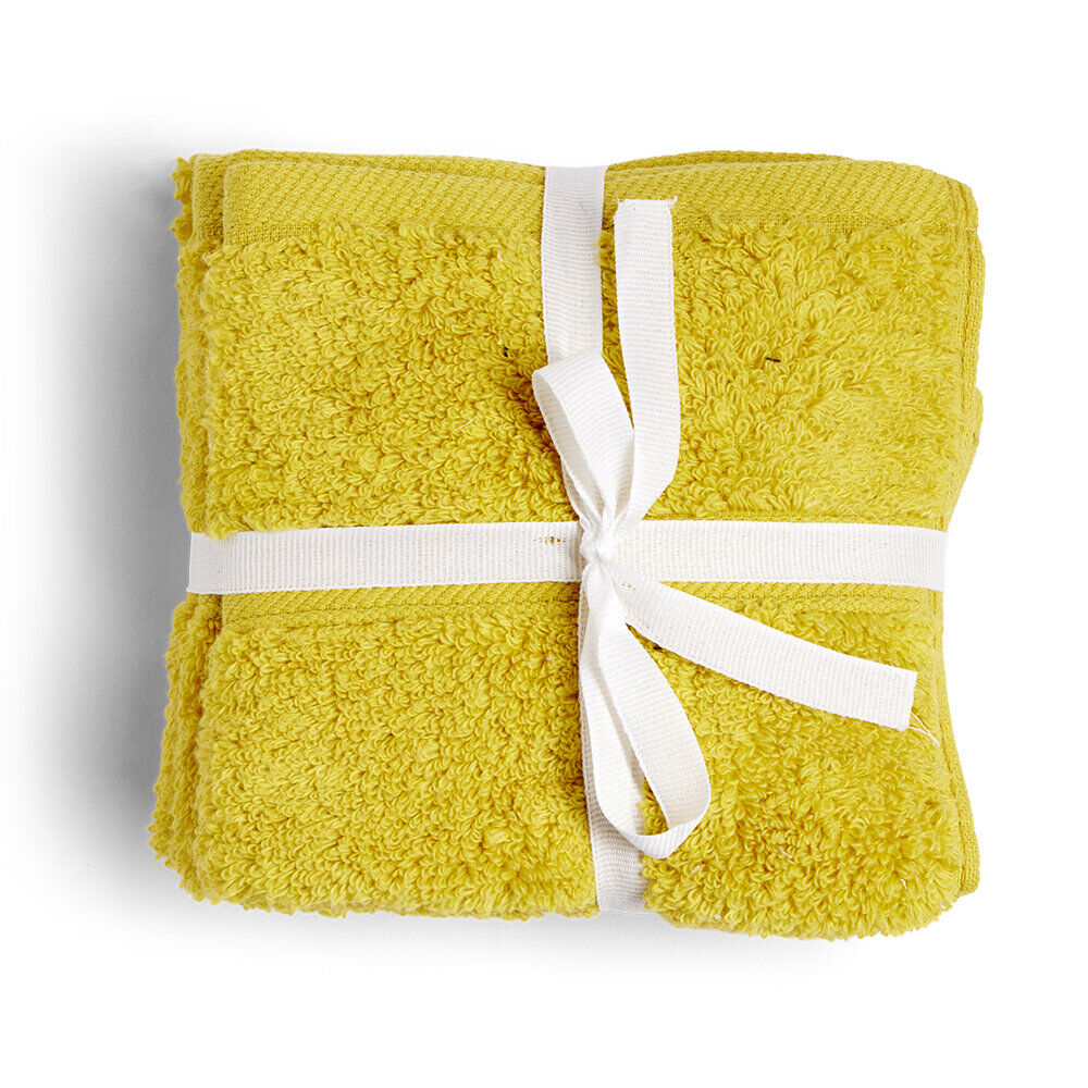 Lot de 4 serviettes invité coton jaune et noir 30x30cm