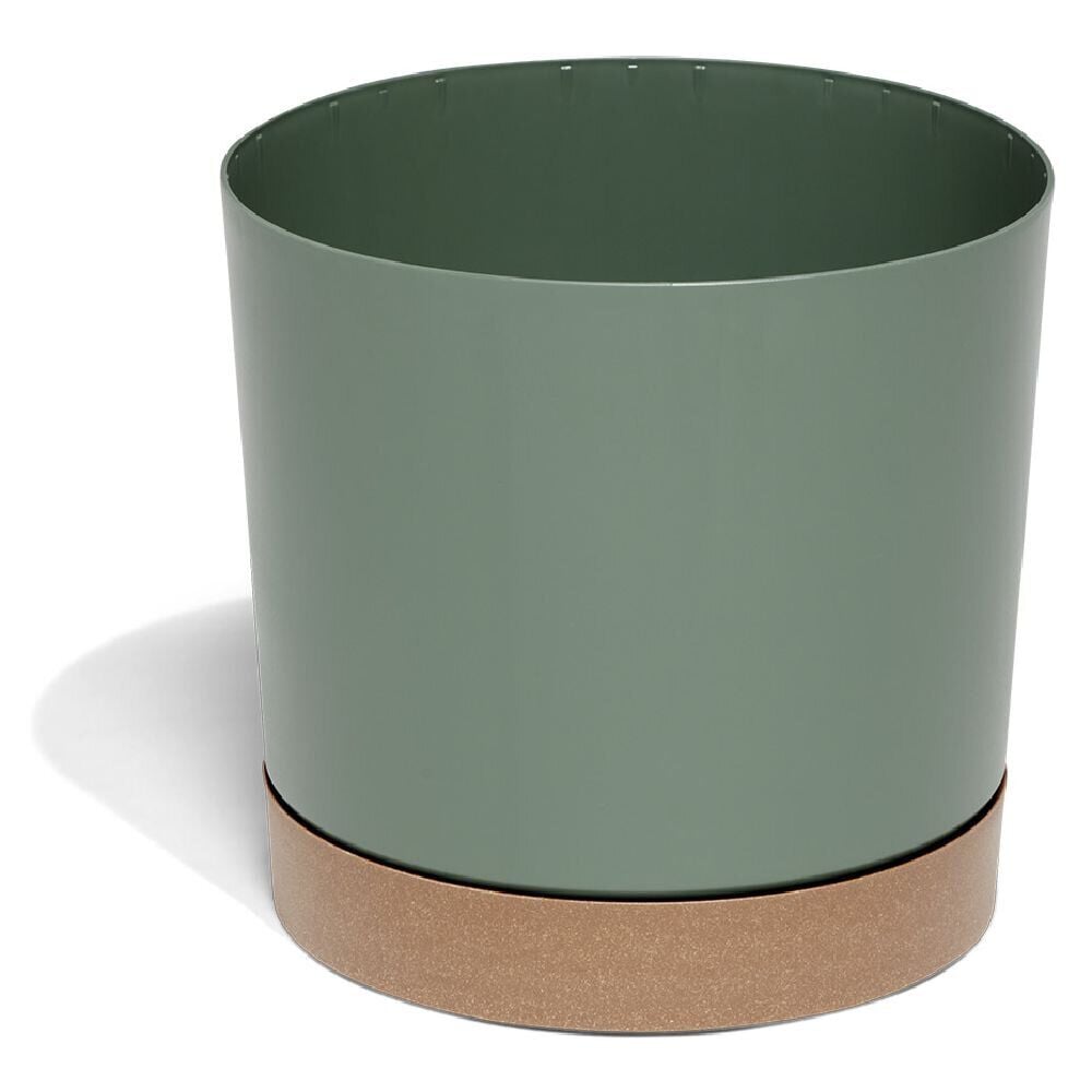 Pot de jardin Tubo plastique vert avec soucoupe marron Ø39cm