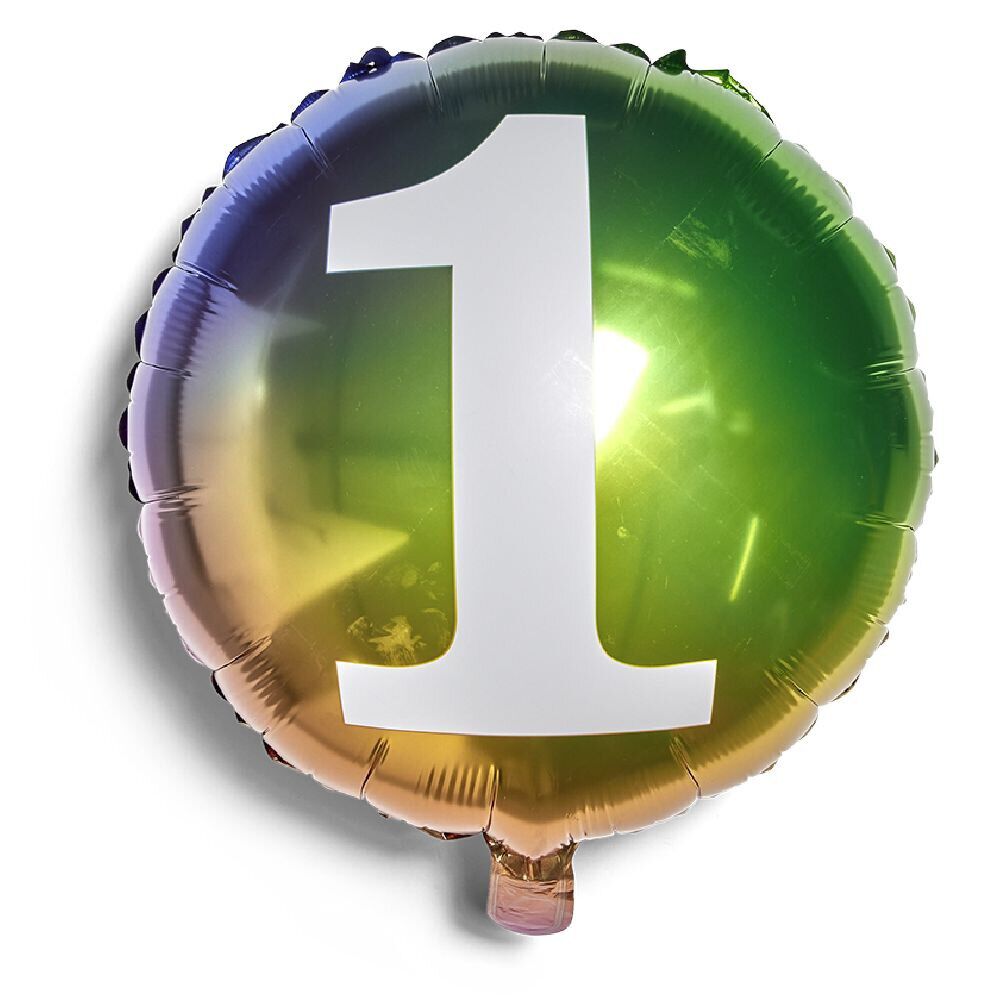 Ballon alu chiffre 1 métallisé multicolore Ø45cm