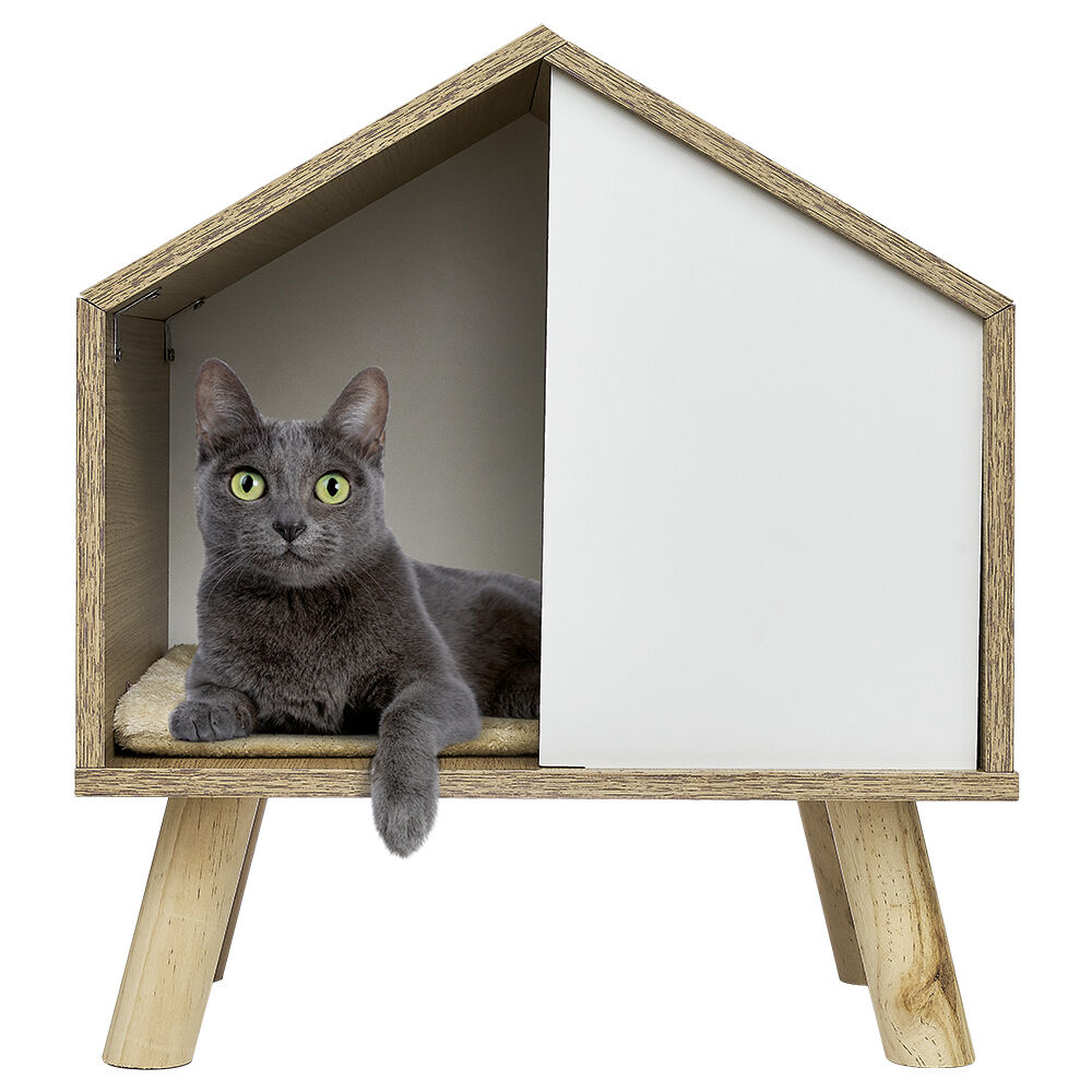 Maison pour chat design sur pieds en pin 48x34xH53,5 cm