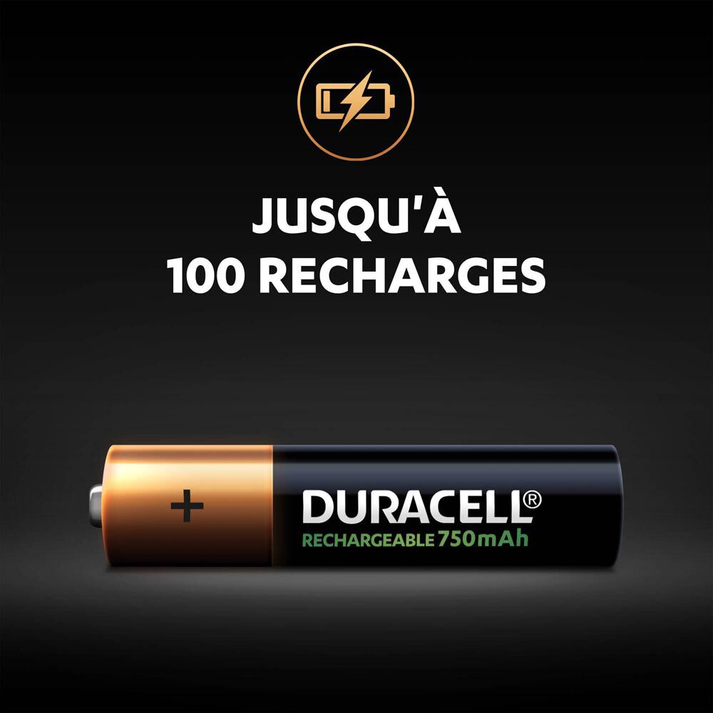 Pile rechargeable Duracell AAA 750mAh - Lot de 4