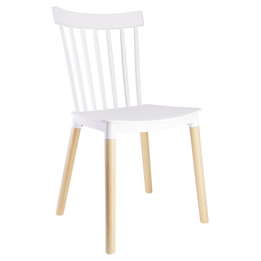 Chaise Lida blanche avec pieds en bois naturel x2