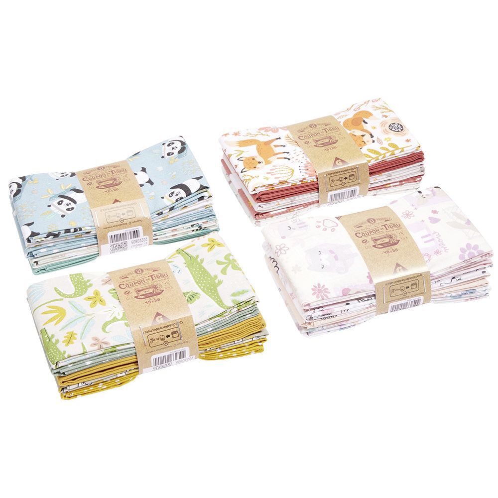 Lot de 5 coupons de tissu enfant 100% coton 55x45cm