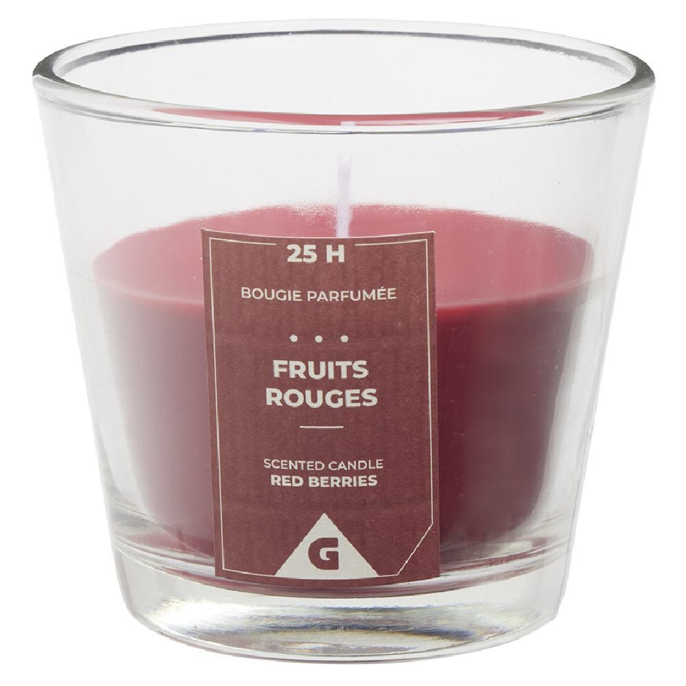 Bougie parfumée dans verre senteur fruits rouges