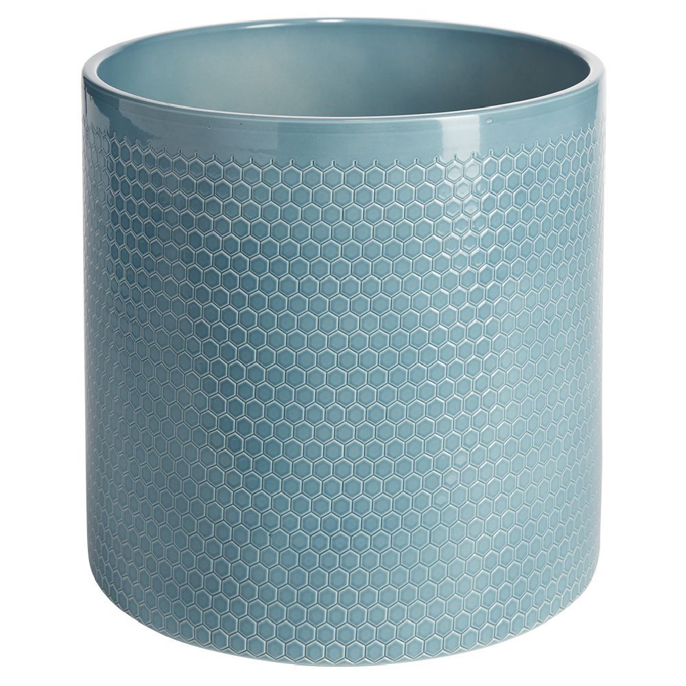 Pot de fleur bleu océan motif nid d'abeille 12,74L Ø28xH27,5cm - Capri