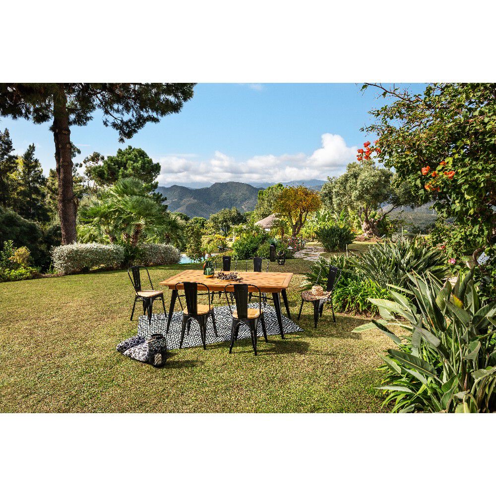 Tapis de jardin Bogota chevrons noir blanc