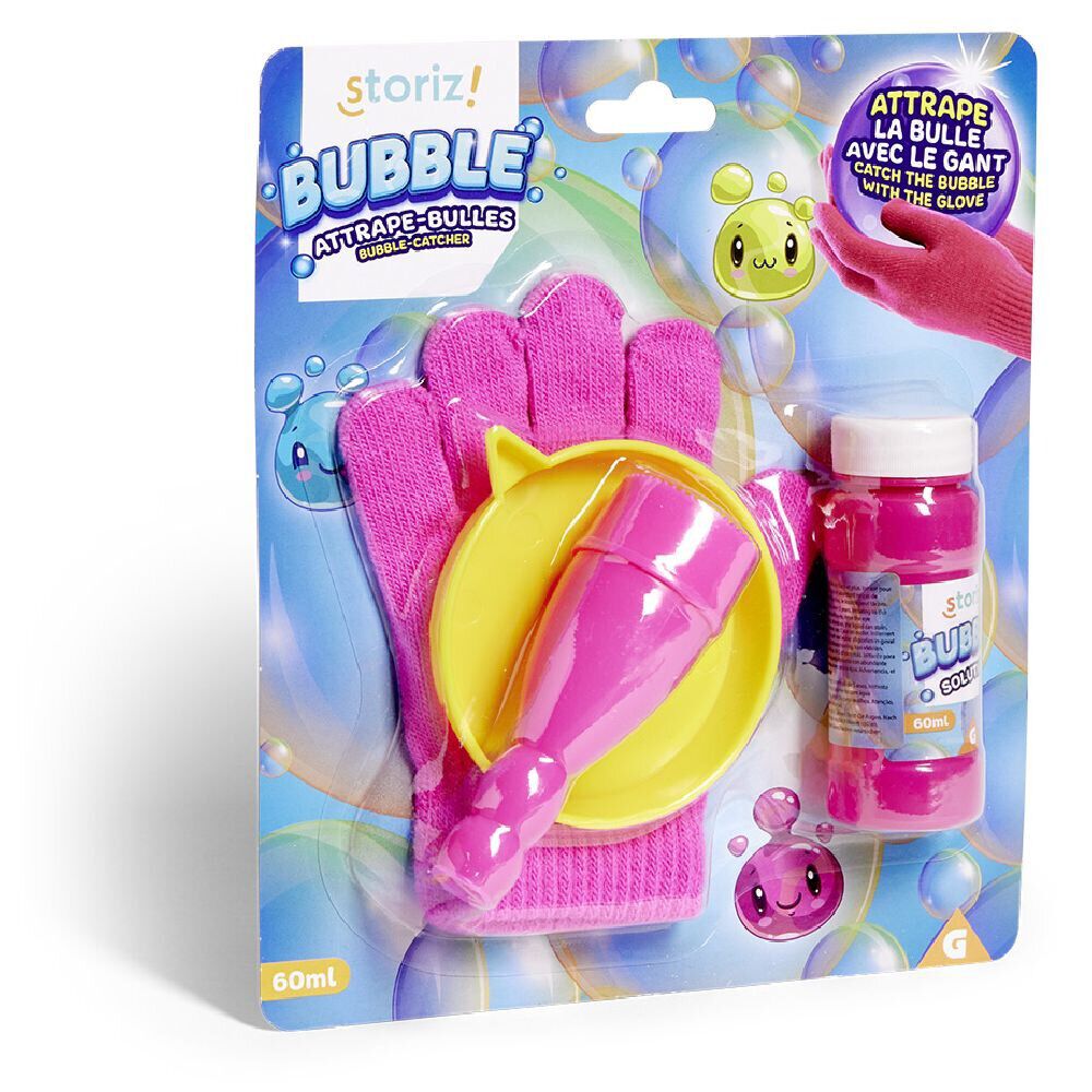 Kit gant magique attrape-bulles avec souffleur et solution 60 ml
