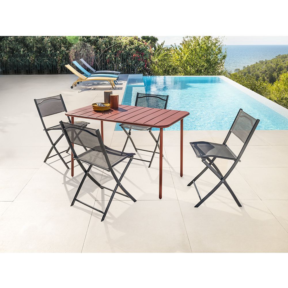 Table de jardin rectangulaire 6 personnes Fun métal Terracotta