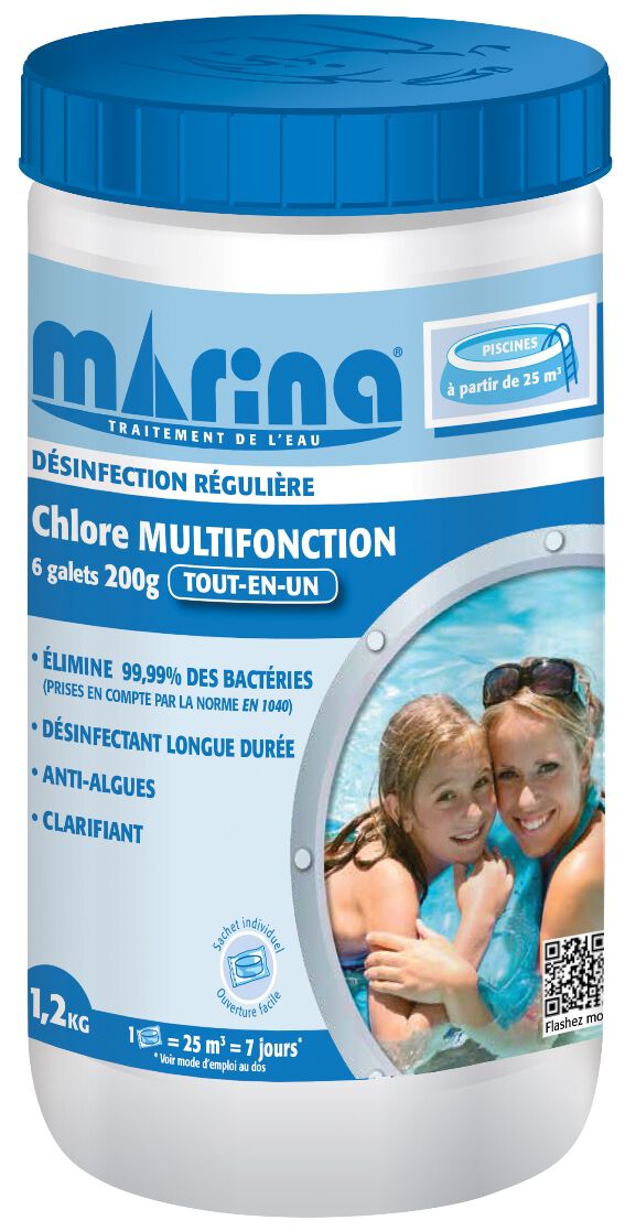Chlore multifonctions galet 200g Marina