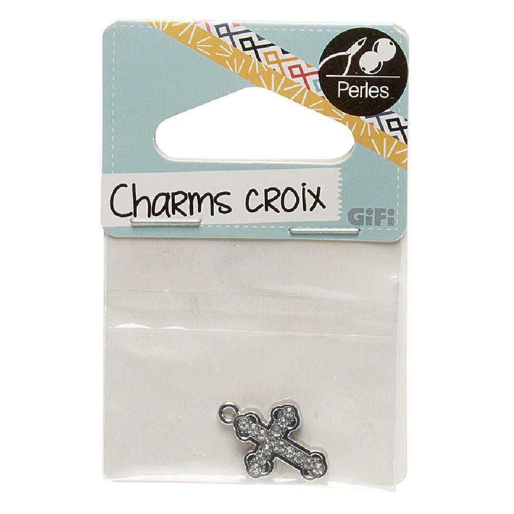Accessoire bijou charms Croix métal + pierre