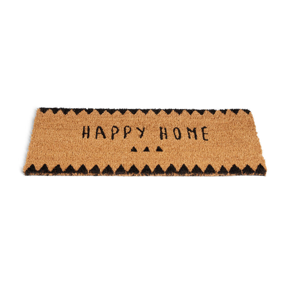 Paillasson coco Happy Home marron et noir 12x55cm