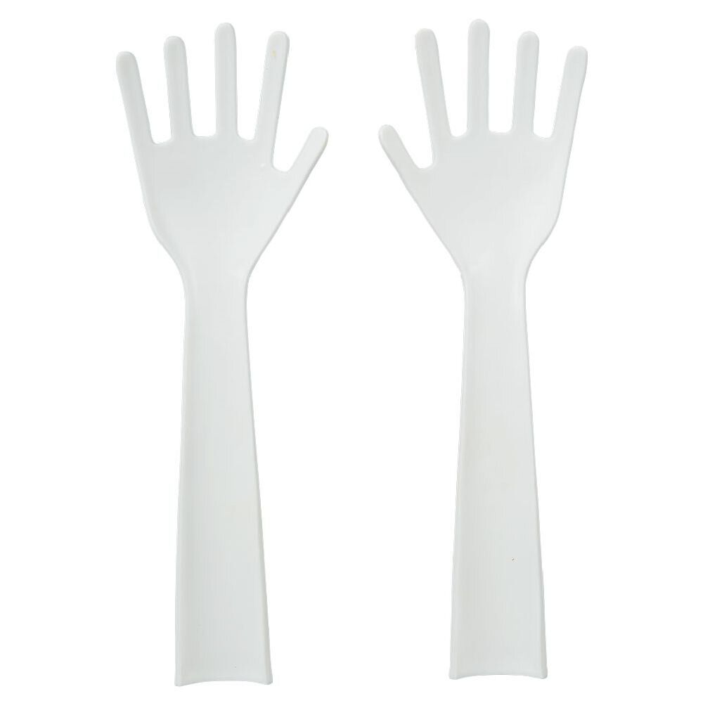 Lot de 2 couverts à salade forme main plastique blanc