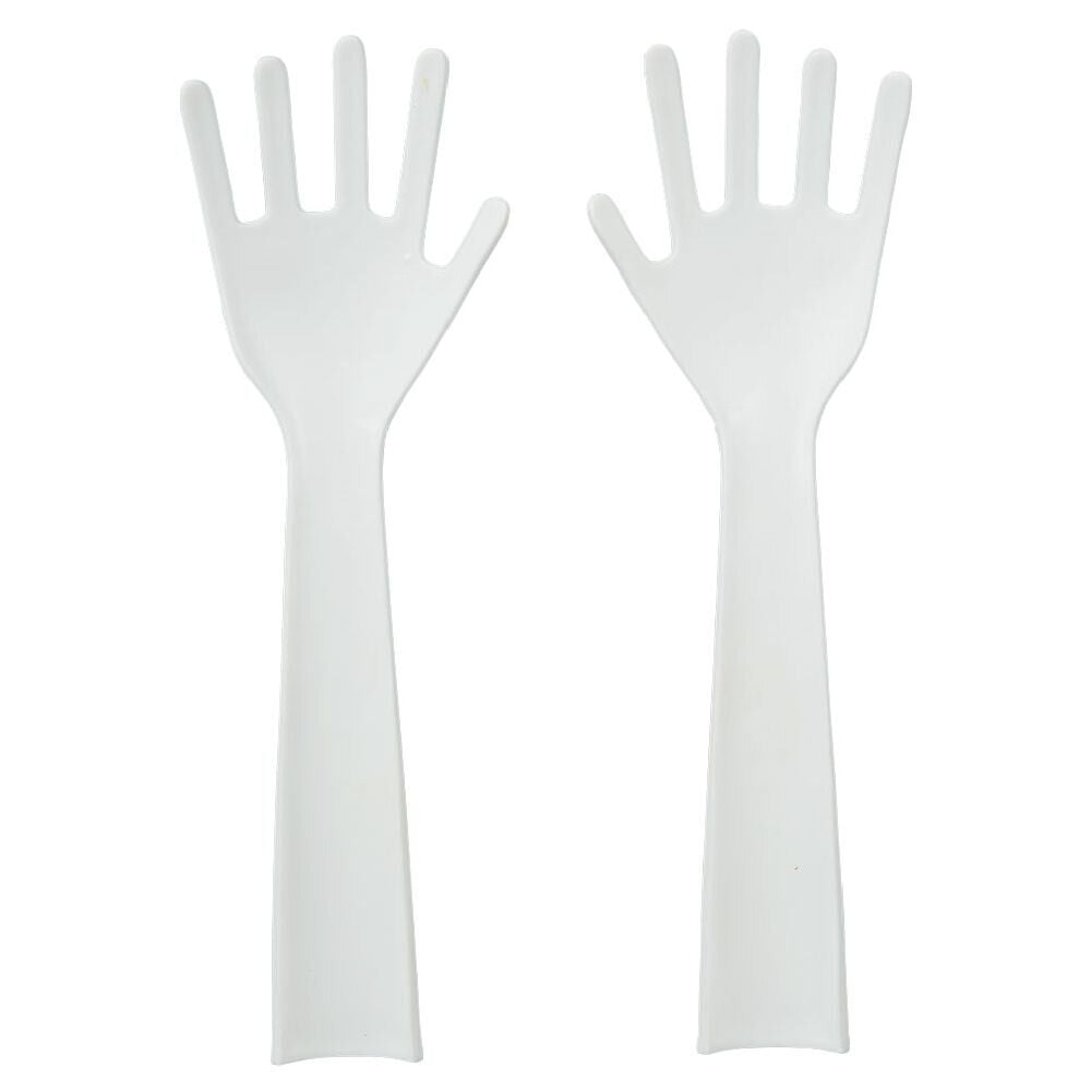 Lot de 2 couverts à salade forme main plastique blanc