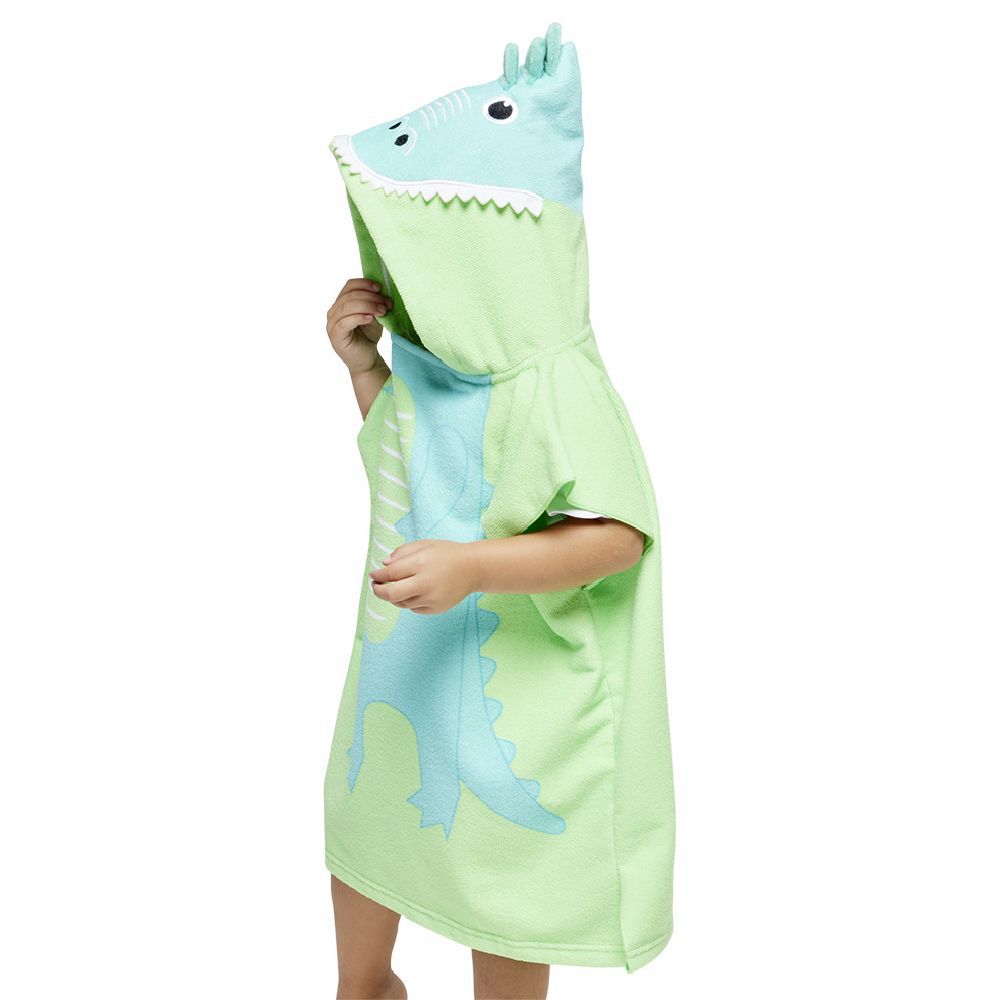 Poncho de bain enfant Funky motif crocodile bleu et vert 50xH80cm