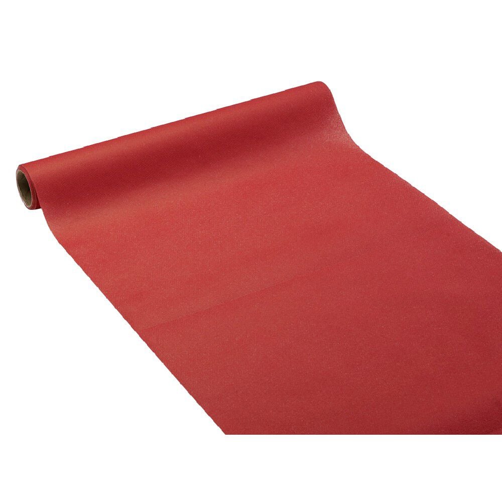 Chemin de table rouge effet tissu papier voie sèche 4,8 m
