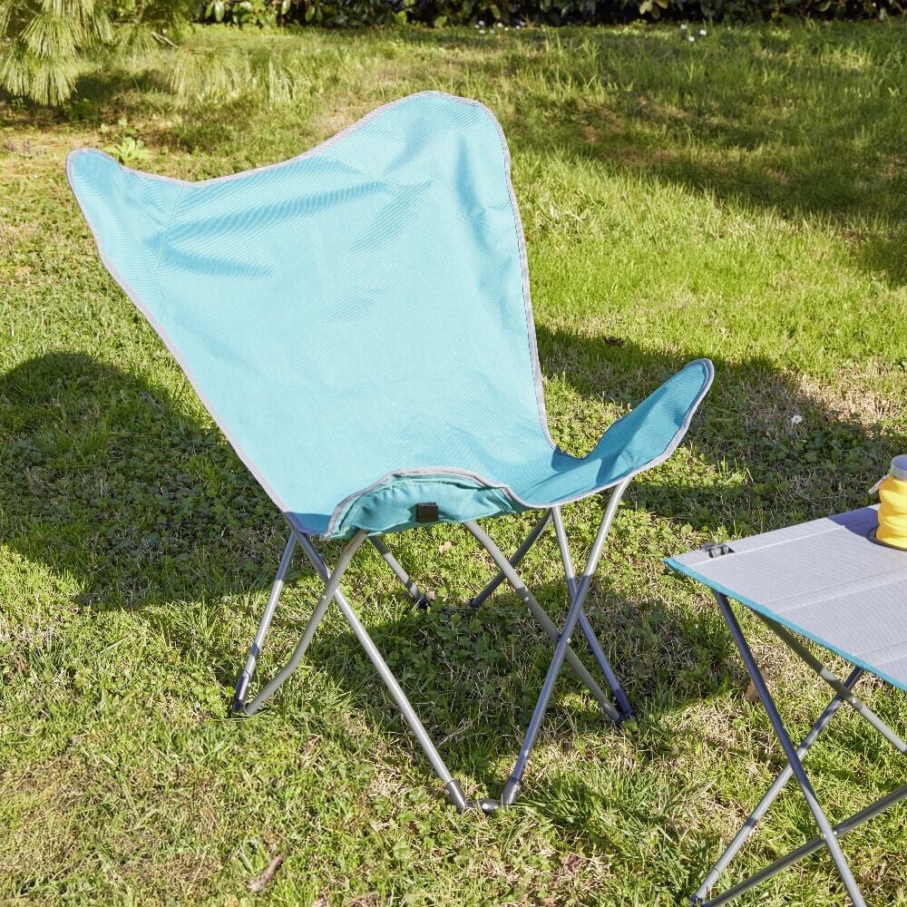 Chaise de camping pliable acier et polyester gris