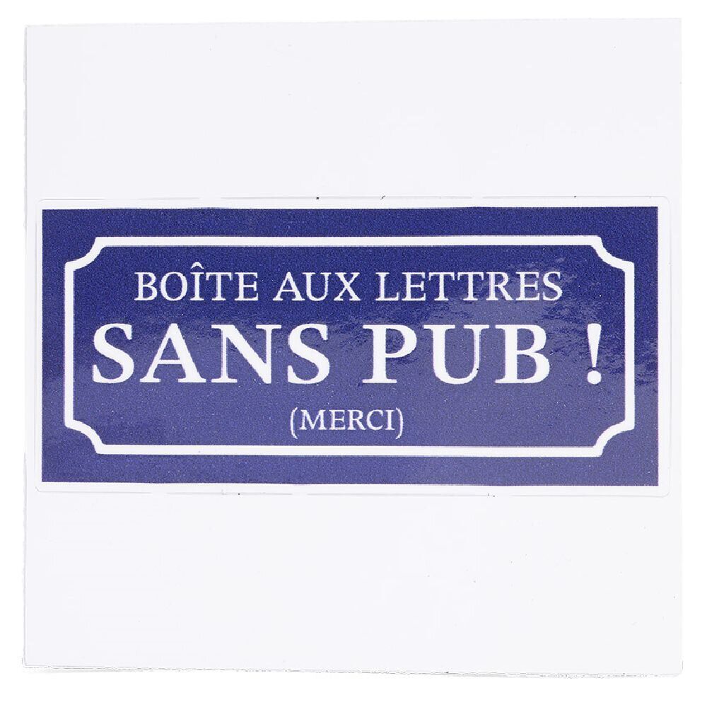 Signalétique adhésive "Boîte aux lettres sans pub" - Bleu, 8x8 cm