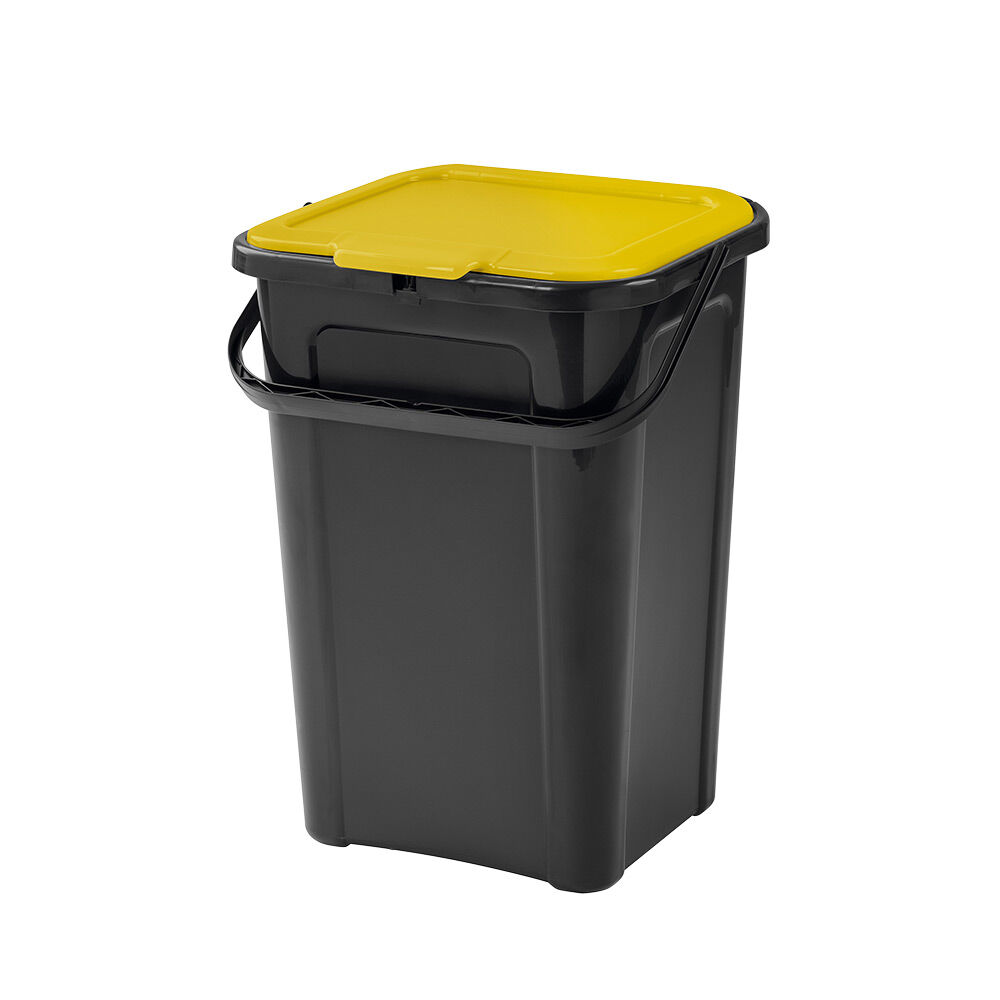 Poubelle de tri couvercle jaune 45L