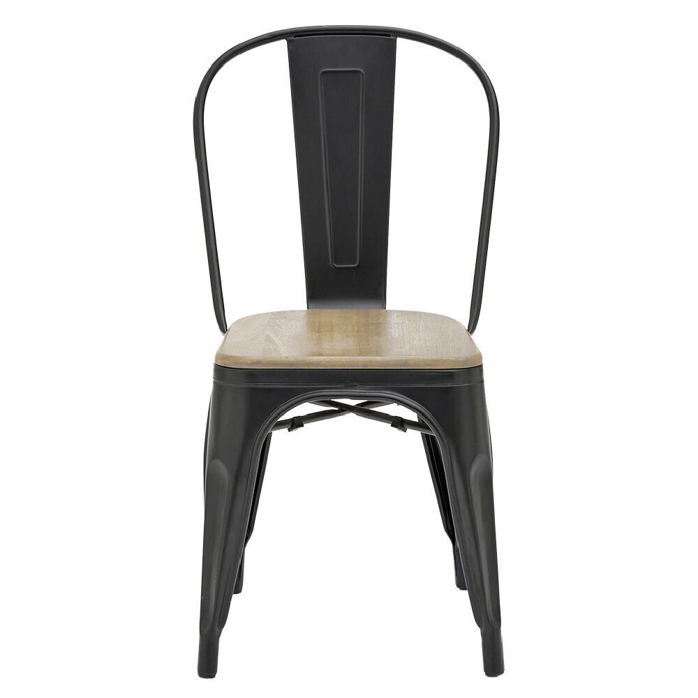 Chaise de jardin Fabrik acacia naturel et métal noir 51,5x44xH82,5 cm