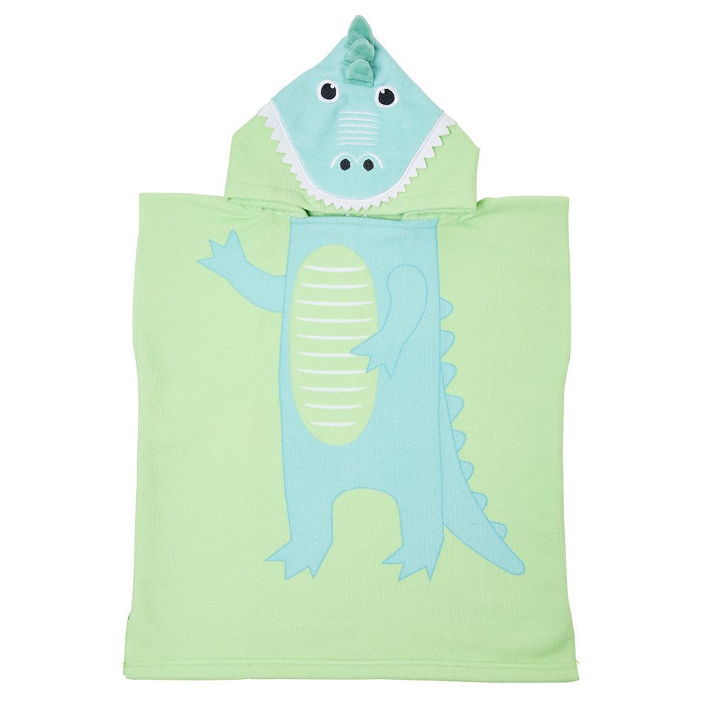 Poncho de bain enfant Funky motif crocodile bleu et vert 50xH80cm