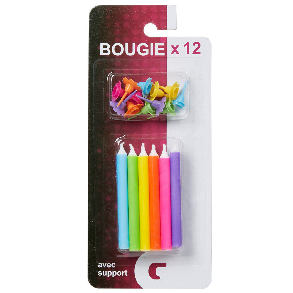 Bougie anniversaire multicolore x12