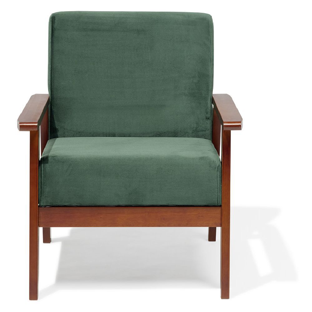 Fauteuil Joséphine effet velours vert - L64xP70xH76 cm