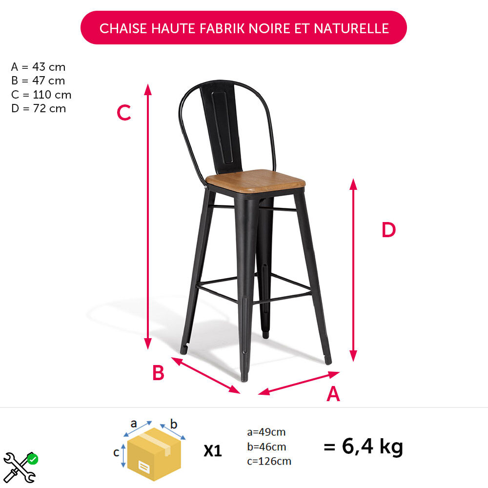 Chaise haute Fabrik métal et bois