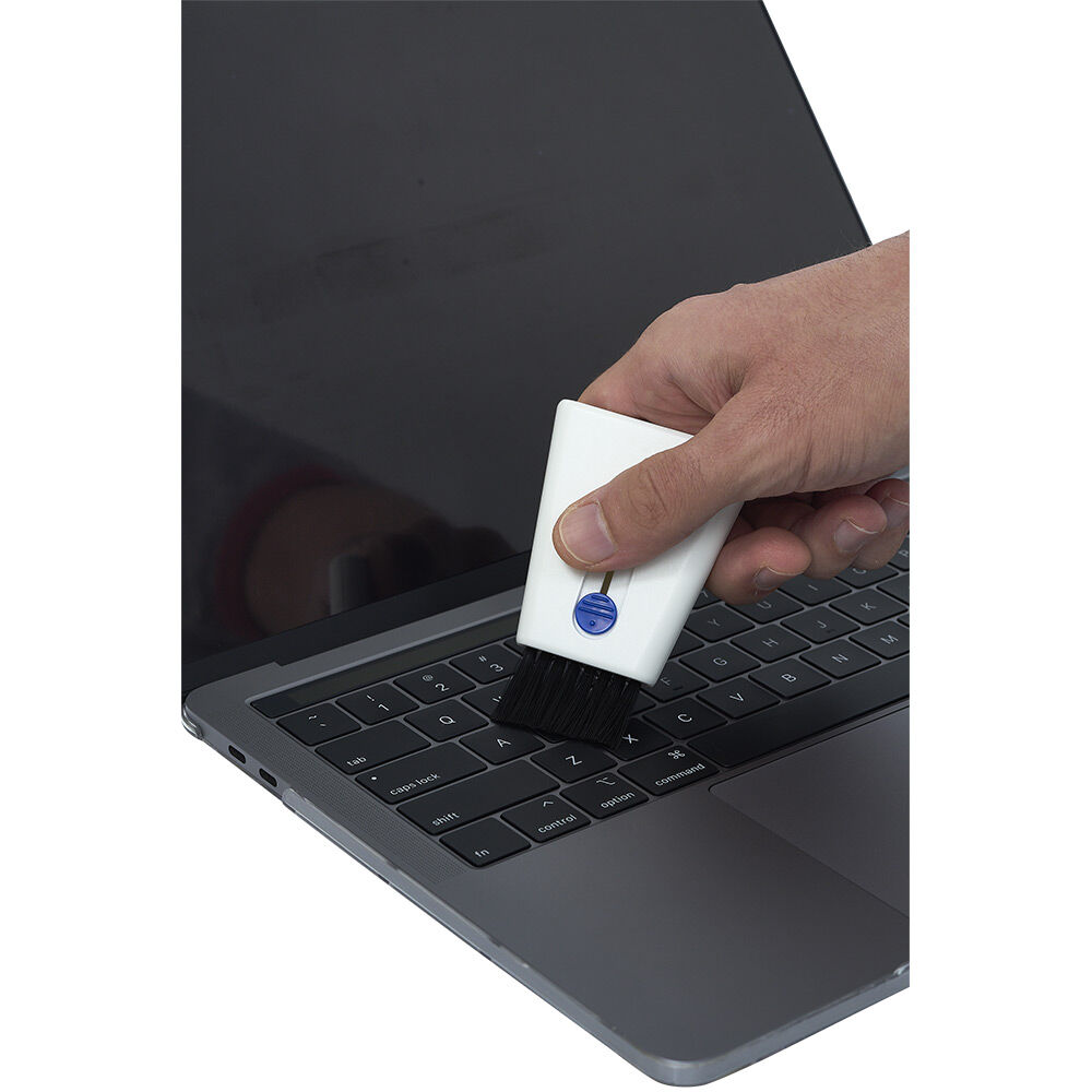 Brosse nettoyage écran clavier 2en1 brosse souple et tampon microfibre