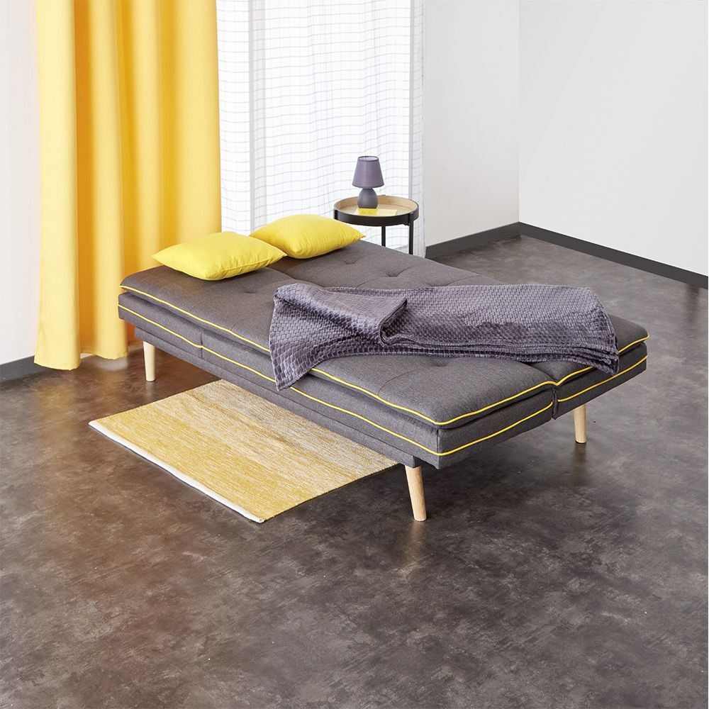 Canapé convertible Annick gris couture jaune