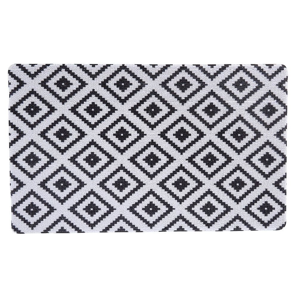 Tapis extérieur design géométrique noir et blanc 75x45 cm