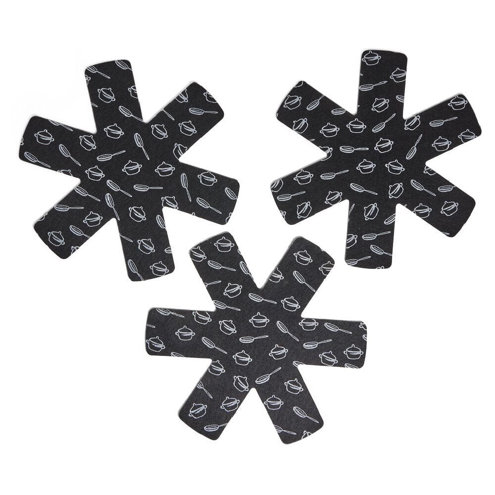 Lot de 3 protège-poêles Ø38cm polyester noir ou gris