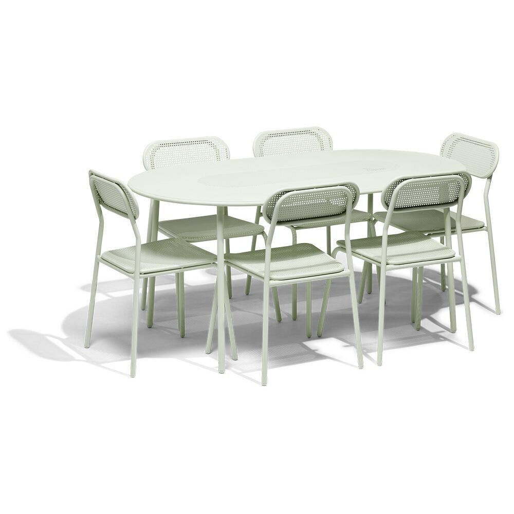 Table de jardin Faro métal vert 6 personnes 160x90xH.74cm