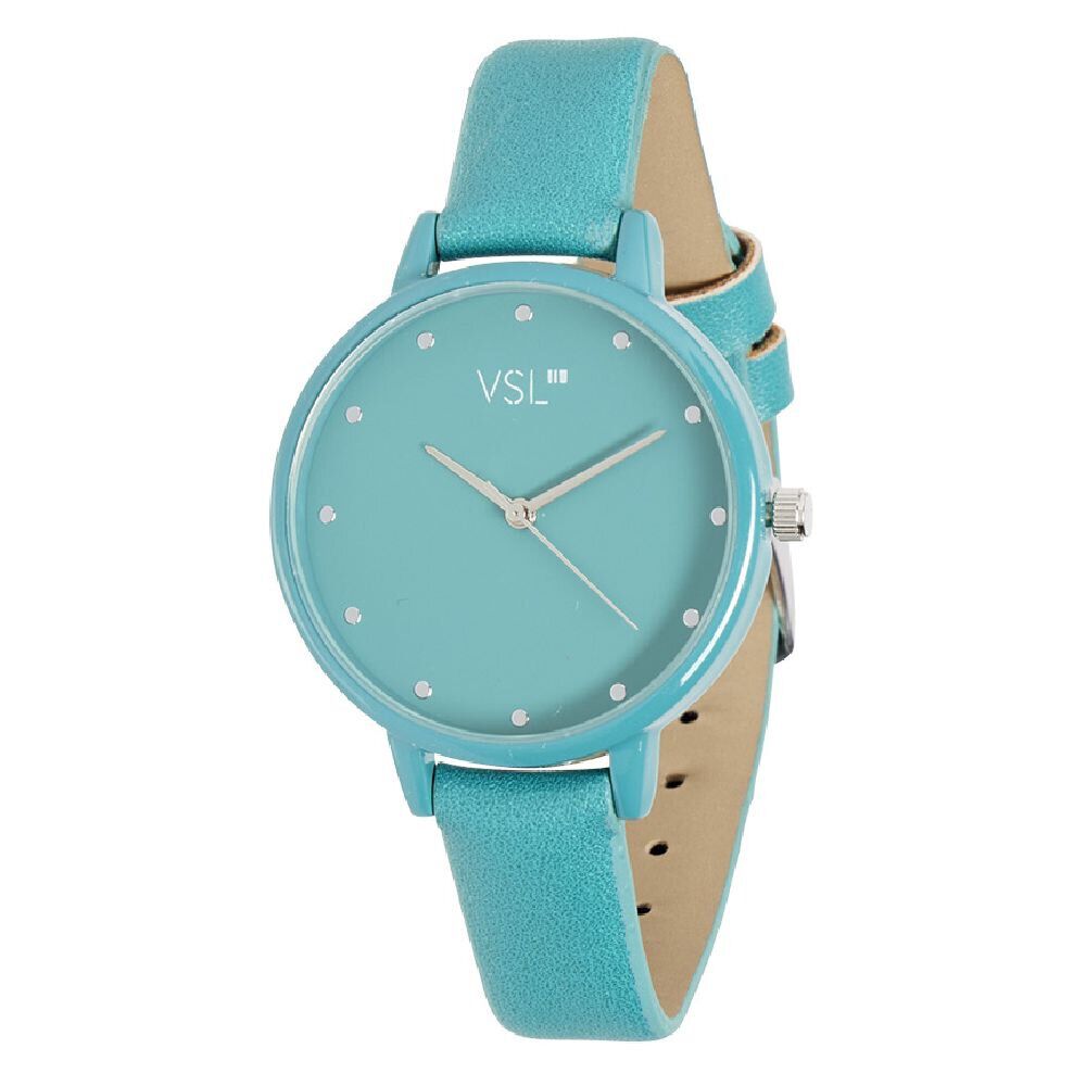 Montre femme bracelet simili cadran rond bleu turquoise